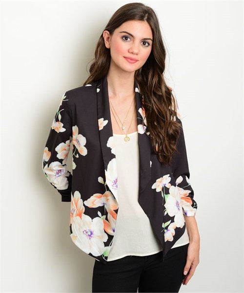 Open Front Floral Blazer – HYPNIQUE BOUTIQUE